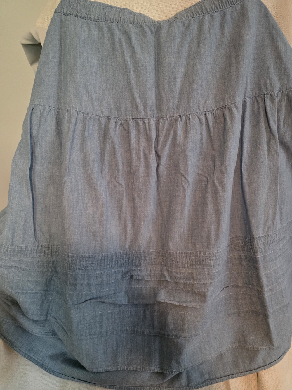 Lane Bryant Light Blue Tiered Chambray Skirt